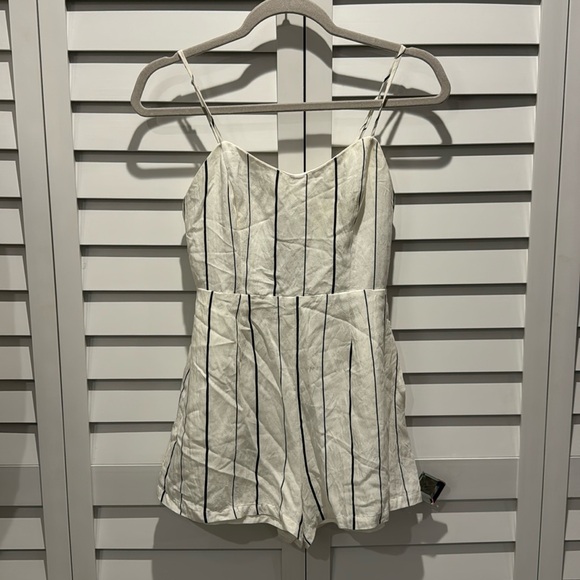Lush NWOT Stripes with adjustable straps, open back lined Romper. - Picture 1 of 11
